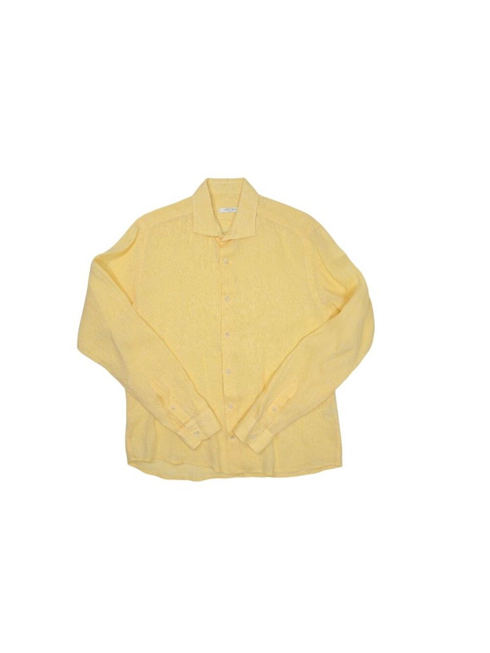 Antonelli Button Up Long Sleeve Linen Shirt in Yellow